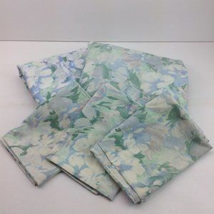 Vintage Springmade 80's Double Bed Size Floral Sheet Set Blue Green